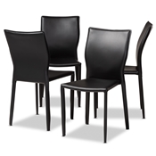 Baxton Studio Heidi Modern and Contemporary Black Faux Leather Upholstered 4-Piece Dining Chair Set